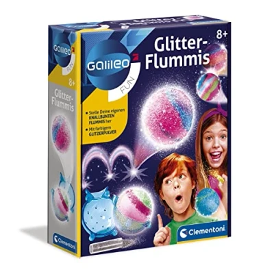 Afbeelding van Clementoni Galileo Fun 59032 Flummis Glitter Kleurrijke en glinsterende rubberen ballen om zelf te maken Experimenteerbox voor thuis Speelgoed kinderen vanaf 8 jaar