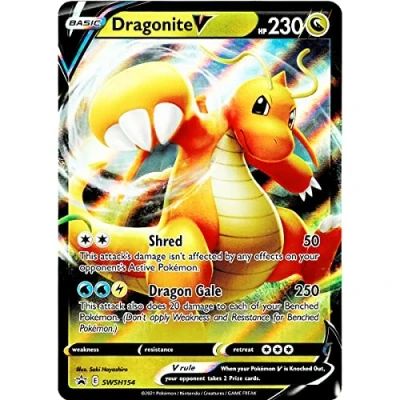 Afbeelding van Promotionele reuzenPokémon kaarten, GX, VMAX, EX, Vstar of V, jumbo kaart maat XXL, promobox, officieel product, Engelse taal (Dragonite V SWSH154)