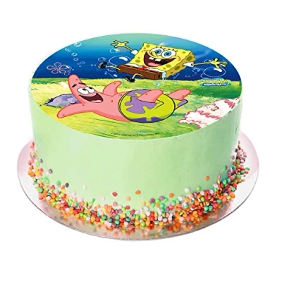 Afbeelding van Kardasis Spongebob taartdecoratie Eetbaar papier Grappige eetbare voor verjaardag 20 cm