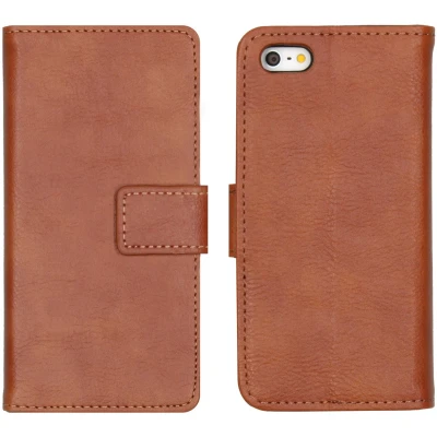 Afbeelding van iMoshion Hoesje Geschikt voor iPhone SE (2016) / 5 5s Met Pasjeshouder Luxe Bookcase Bruin