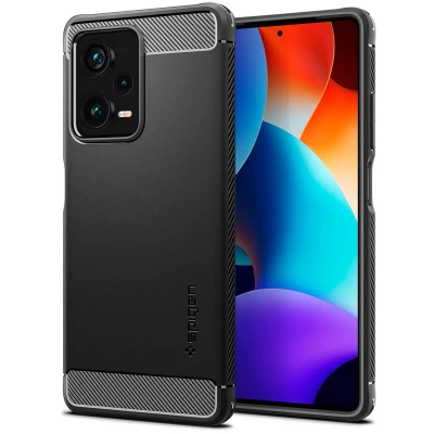 Afbeelding van Spigen Rugged Armor Hoesje voor de Xiaomi Redmi Note 12 Pro Plus Back Cover met Air Cushion Zwart