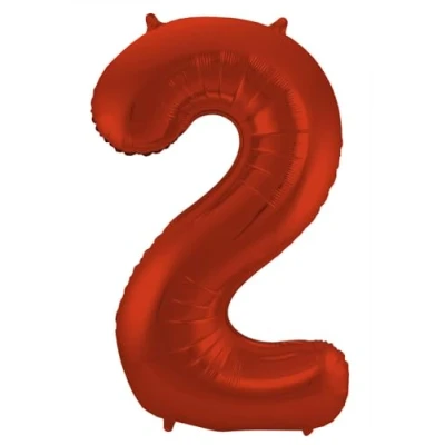 Image de Ballon aluminium numéro 2 Rouge Métallisé Mat 86cm