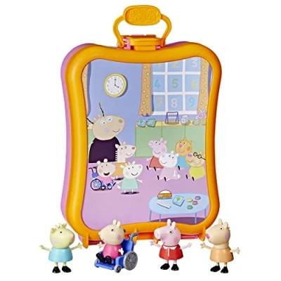 Afbeelding van Peppa Pig Peppa&#039;s Club F3779 vriendenbox, kleuterspeelgoed, bevat 4 figuren, plezier om mee te nemen, met handvat, vanaf 3 jaar, meerkleurig