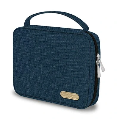 Afbeelding van Simboom horlogeband Organizer Bag, Uitbreidbare draagtas morsbestendig nylon bevat 20 horlogebanden Opbergtas Case Pouch voor de meeste maten horlogebanden, pin of horloges, blauw