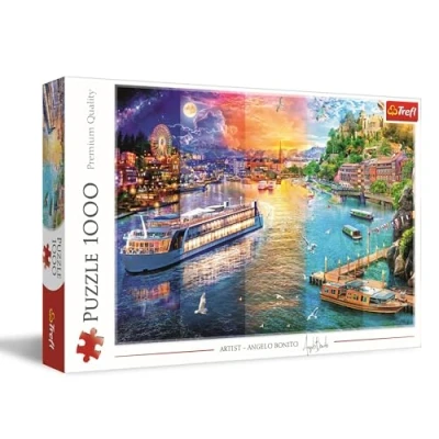 Afbeelding van Trefl Riviercruise Puzzel met 1000 stukjes DIY puzzel, geschilderd beeld, creatief entertainment, vrije tijd, voor volwassenen en kinderen vanaf 12 jaar