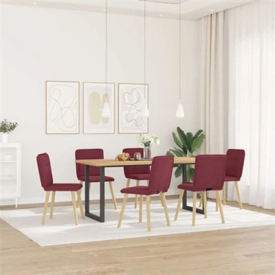 Image de vidaXL Chaises à manger lot de 6 rouge bordeaux tissu3315593
