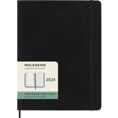 Afbeelding van Agenda 2024 Moleskine 12M Planner Weekly 7dag/1pagina extra large 190x250mm soft cover black