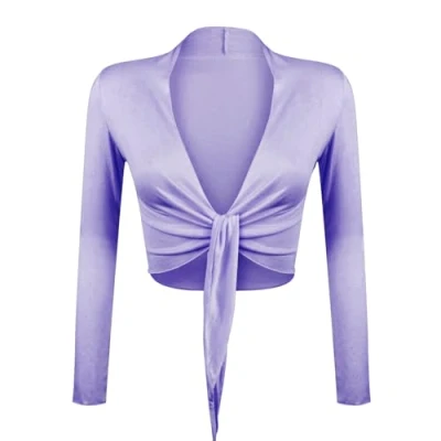 Afbeelding van Gloop Bolero, mooie, elegante damesjas, lange mouwen, bolero strik, Lila.
