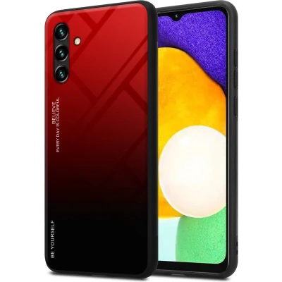 Afbeelding van Cadorabo Hoesje geschikt voor Samsung Galaxy A13 5G in ROOD ZWART Tweekleurige beschermhoes van TPU silicone Case Cover en achterzijde gehard glas