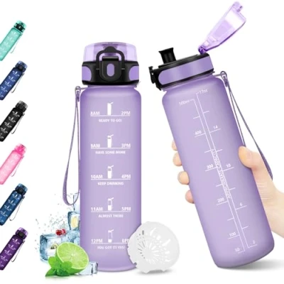 Image de KollyKolla Gourde de sport avec indication du temps, sans BPA, gourdes pour enfants, école, sport, course, voyage