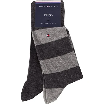 Image de Tommy Hilfiger TH Men Rugby Sock 2P Chaussettes, Gris Anthracite 201, 43/46 (Lot de 2) Homme