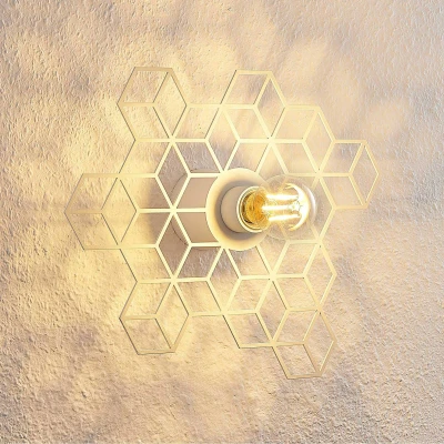 Afbeelding van Lucande Wandlamp design 1licht ijzer H: 30.1 cm E27 wit