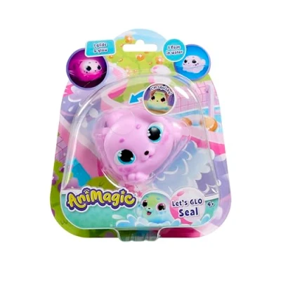 Afbeelding van Animagic Let&#039;s Glo Seal Roze Speelfiguur Speelgoed Lichtgevende Zeehond Glijd over de vloer!