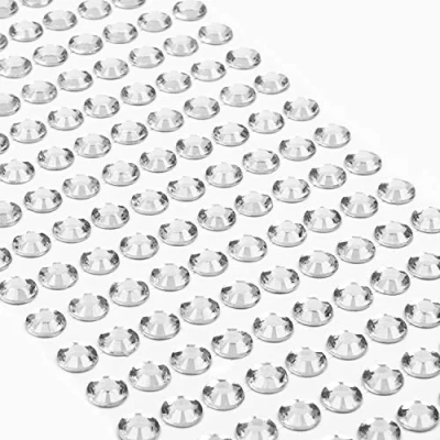 Afbeelding van Movoja 220 stuks zilveren strass steentjes, rond, 8 mm, stickers om te versieren en knutselen, decoratieve stenen op plakken, stenen, knutselstenen, zilver