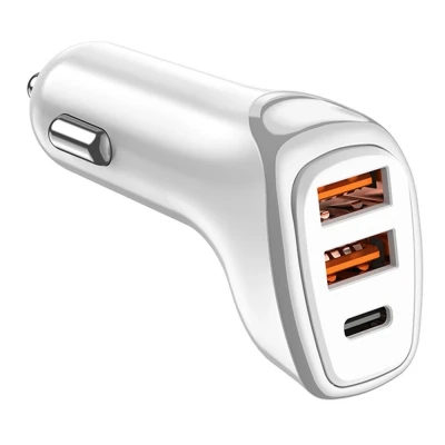 Afbeelding van AMiO Autolader Telefoon 2x USB A + 1x C 38W 12/24V Wit