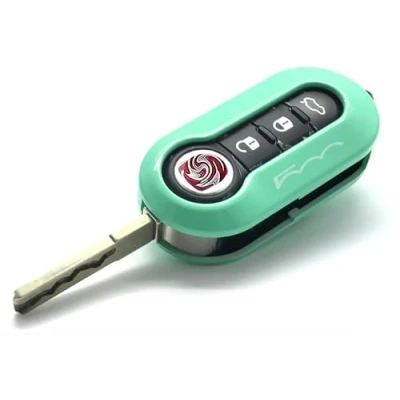 Afbeelding van Nordecco Sleutelhoes voor Fiat 500 500C 500L Abarth Grande Punto Brava Panda Stilo Linea 3 knoppen, mintgroen