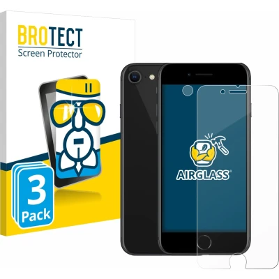 Afbeelding van BROTECT AirGlass kogelwerende glasfolie (3 Stuk, Apple iPhone SE), Smartphone beschermfolie, Transparant