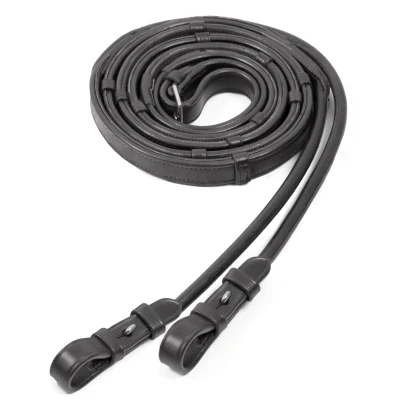 Image de Schockemöhle Rênes de Filet Cuir/Caoutchouc Noir/Argent Full