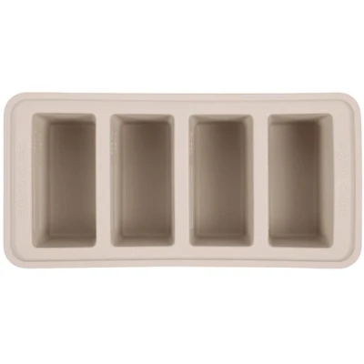 Afbeelding van Foodcube Meal prep bakje Diepvriesbakje vershoudbakje 100% silicone Vriezer tray met deksel BPA vrij &amp; Magnetron Oven Vaatwasser 4x250ML Sand