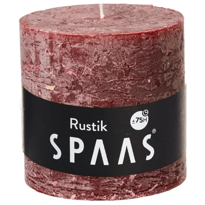 Afbeelding van Spaas Kaars Rustiek Wijnrood Branders Ø100x100 mm Ca. 75 H