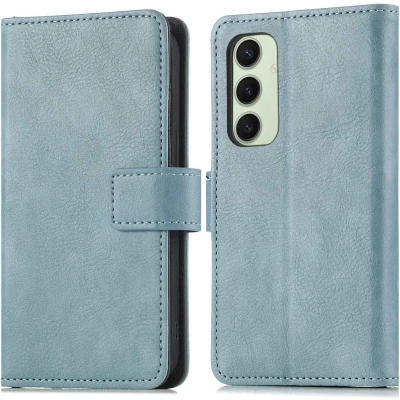 Afbeelding van imoshion Hoesje Geschikt voor Samsung Galaxy S24 FE Met Pasjeshouder Luxe Bookcase Lichtblauw