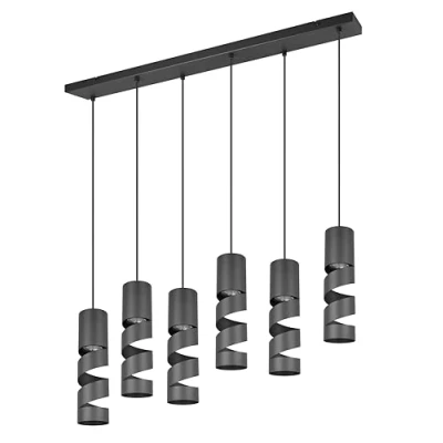 Afbeelding van Stream hanglamp, zwart Lengte 100 cm 6 lamps metaal GU10
