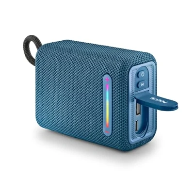 Image de NGS Roller Furia 1 Blue Enceinte Portable Compatible avec la Technologie Bluetooth, Lumières RGB, Étanchéité IPX6, 15 W, True Wireless, USB, Autonomie de Batterie 9 Heures, Bleu