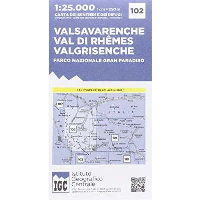 Afbeelding van IGC Italien 1 : 25 000 Wanderkarte 102 Valsavarenche