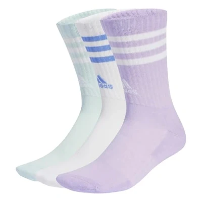 Image de adidas Mixte 3 Stripes Cushioned Crew Socks Pairs, Powder Plum/White/Halo Mint, 6.5 8