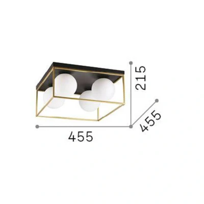 Afbeelding van Ideal Lux plafondlamp Lingotto, 4 lamps, zwart, opaal glas