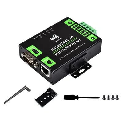 Afbeelding van Waveshare RS232/485 ethernet naar WiFi en RJ45 convertermodule met POE functie, seriële server van industriële kwaliteit, ondersteuning wifi, poort ethernet, gateway