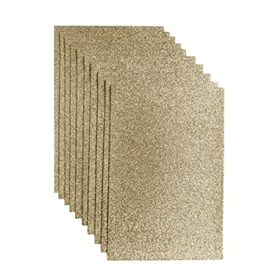 Afbeelding van Glitterstof, robuuste paillettenbladeren voor feestprojecten, 20 x 30 cm, 10 stuks glittervilt handwerk, vierkanten van paillettenvilt festivals (lichtbruin)