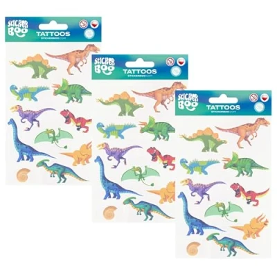 Afbeelding van Dinosaurus Kindertattoo Set, Afwasbare Kindertattoos