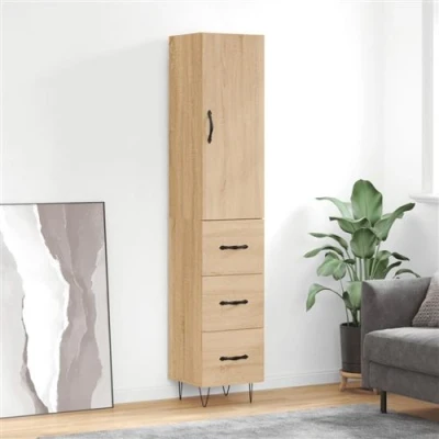 Afbeelding van vidaXL Hoge kast 34,5x34x180 cm bewerkt hout sonoma eikenkleurig