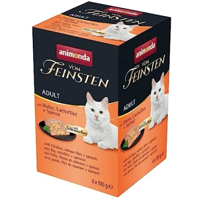 Afbeelding van 6x100g Adult met Smulvulling Kip, Zalmfilet &amp; Spinazie animonda Vom Feinsten Kattenvoer