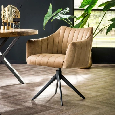Afbeelding van Miller draaibare armstoel velvet champagne