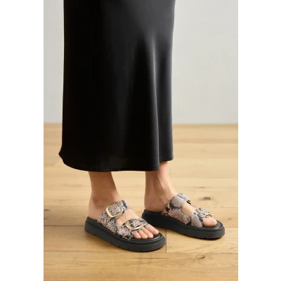 Afbeelding van Tamaris Pantoffels, Dames, Maat: 39, Beige snake Hoogwaardig imitatieleer