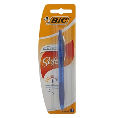 Afbeelding van Balpen Bic Atlantis soft metalen clip clic medium blauw bister à 1 stuk