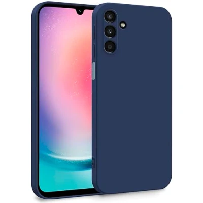 Afbeelding van MyGadget hoesje compatibel met Samsung Galaxy A55 5G, dubbellaags camerabescherming, binnenvoering, zacht rubber en krasbestendige hoes, donkerblauw