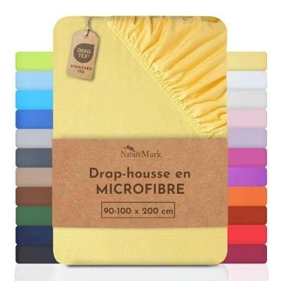 Image de NatureMark drap de lit en microfibre à prix réduit ! beaucoup tailles et couleurs marchandise marque (drap 90x200 100x200 cm, Jaune)