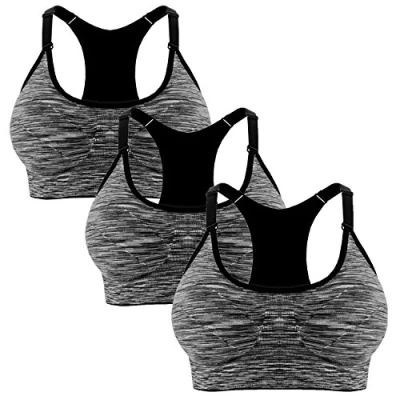Afbeelding van Libella Sportbeha voor dames, push beha, gemêleerd, uitstekende ondersteuning, gevoerd, zonder beugel, fitness, sportbeha, gekruiste rug, 3714, 3714 3 zwart