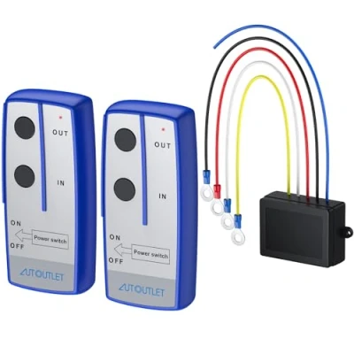 Afbeelding van AUTOUTLET 2 stuks draadloze lierafstandsbediening, 12 V, robuust, bereik 100 inch/30 m, met controlelampje voor Jeep ATV, SUV