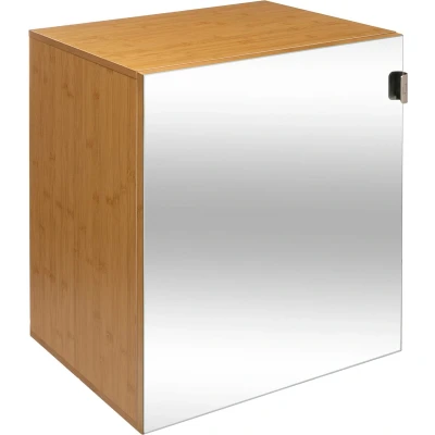Afbeelding van Five Bamboe Modern Badkamerkast met modulaire spiegel deur Ideaal voor elke ruimte, groot of kle
