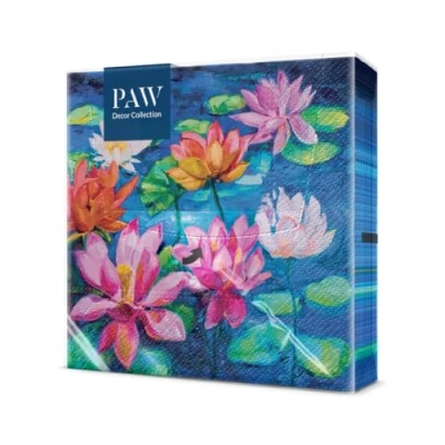 Afbeelding van PAW Papieren servetten, 3 laags (33 x 33 cm), 20 stuks, perfect voor verjaardagen, feesten, bruiloften, kommunion en vieringen, tafeldecoratie waterlelievijver