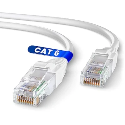Afbeelding van Mr. Tronic 25 m netwerkkabel Ethernet CAT6, CCA, UTP RJ45 stekker Gigabit LAN high speed internet pushkabel ideaal voor pc, switch, router, modem, tv (25 meter, wit)