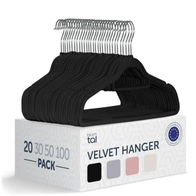 Afbeelding van Blumtal Kledinghangers Velvet Fluweel Zwart Set van 20