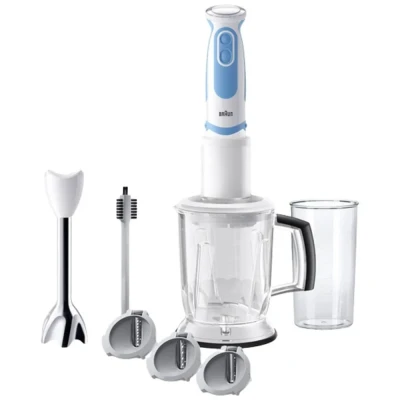 Afbeelding van Braun 4191 MQ5260WHBL Staafmixer 1000 W Met maatbeker, mixbeker, Turbofunctie Wit blauw