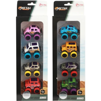 Afbeelding van Metal Pull back Off Road Mini Auto&#039;s, 4st.