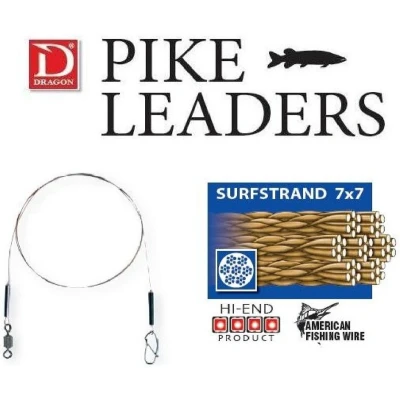 Afbeelding van Dragon Surfstrand 7x7 AFW Light Leader 6kg 25cm (2stuks) Roofvis onderlijnen