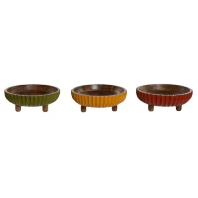 Afbeelding van Middenstuk Home ESPRIT Geel Groen Koraal Koloniaal 25 x 9 cm (3 Stuks)